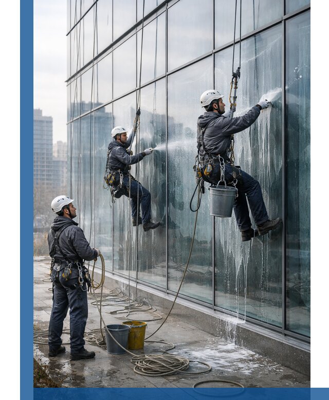 Промышленная мойка панорамных окон на высоте в Каменске-Шахтинском