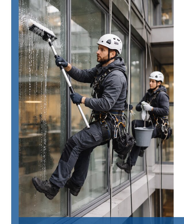 Профессиональная мойка витражей промышленными альпинистами в Каменске-Шахтинском