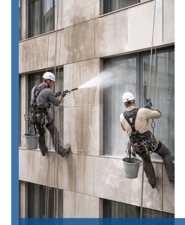 Послестроительная мойка фасада промышленным альпинизмом в Каменске-Шахтинском