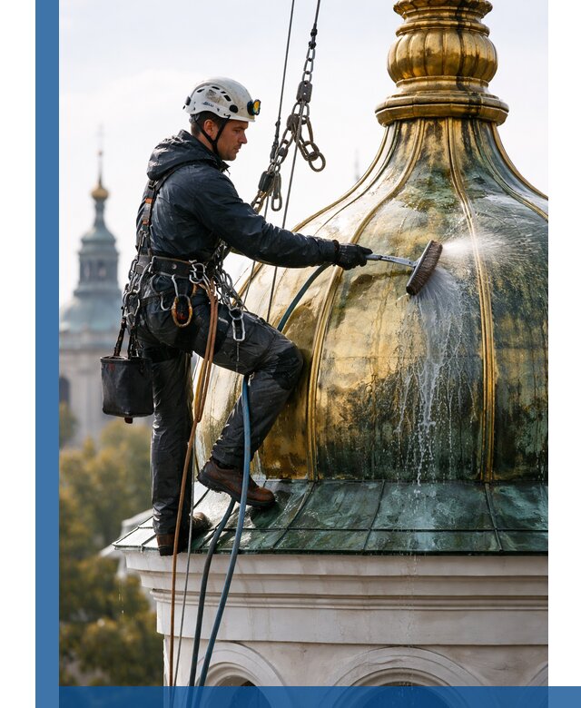 Профессиональная мойка куполов и шпилей высотными альпинистами в Каменске-Шахтинском