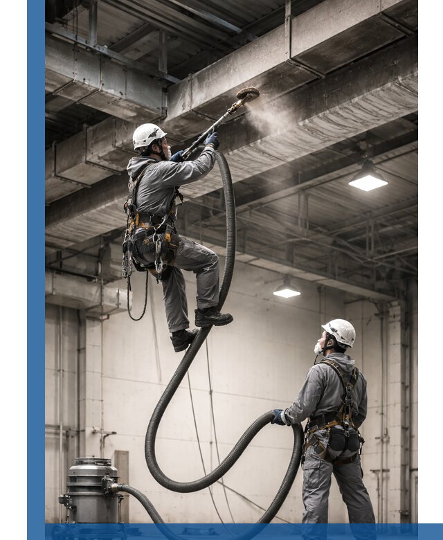 Обеспыливание потолочных конструкций в Каменске-Шахтинском промышленным альпинизмом