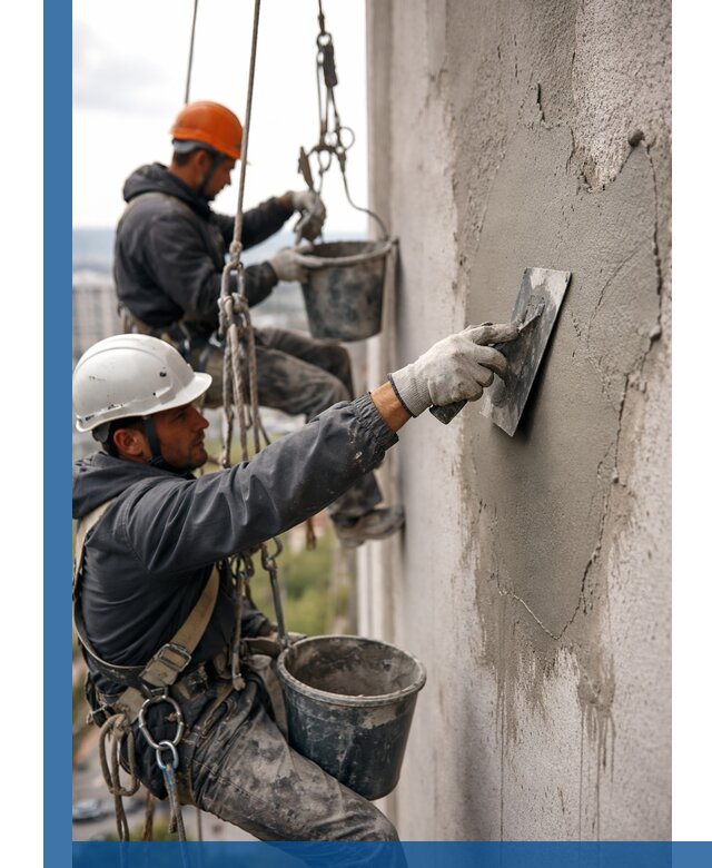 Штукатурка фасада на высоте в Каменске-Шахтинском профессиональные работы