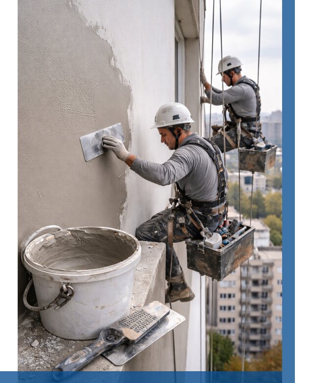 Шпаклевка фасада на высоте в Каменске-Шахтинском от 721 р. | ВЫСОТНИК-Ксш