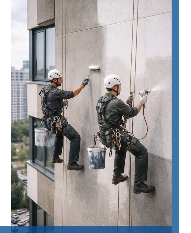 Покраска фасада альпинистами в Каменске-Шахтинском от 309 р. | ВЫСОТНИК-Ксш