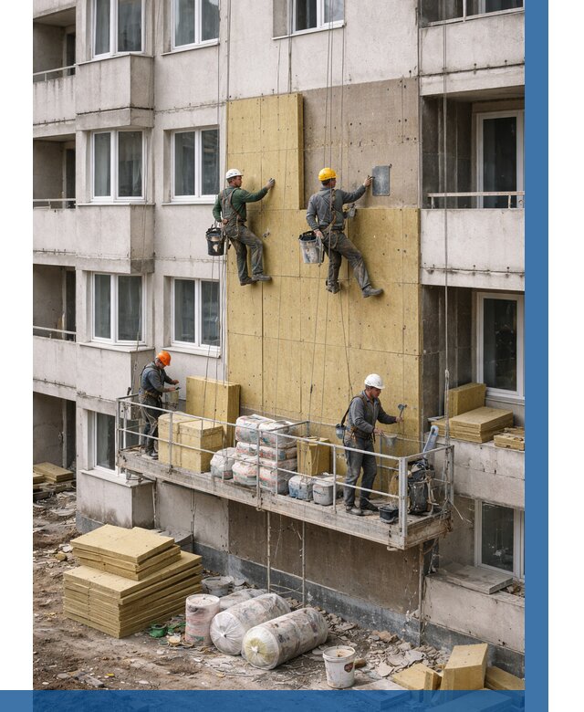 Утепление фасада минватой в Каменске-Шахтинском от 1545 р. | ВЫСОТНИК-Ксш