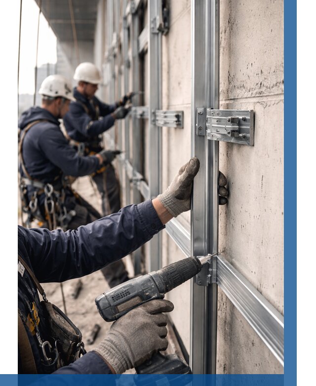 Монтаж подсистемы вентфасада в Каменске-Шахтинском от 876 р. | ВЫСОТНИК-Ксш