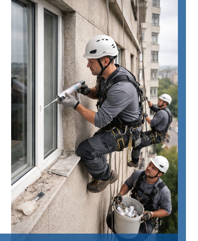 Герметизация оконных швов снаружи в Каменске-Шахтинском от 1545 р. | ВЫСОТНИК-Ксш