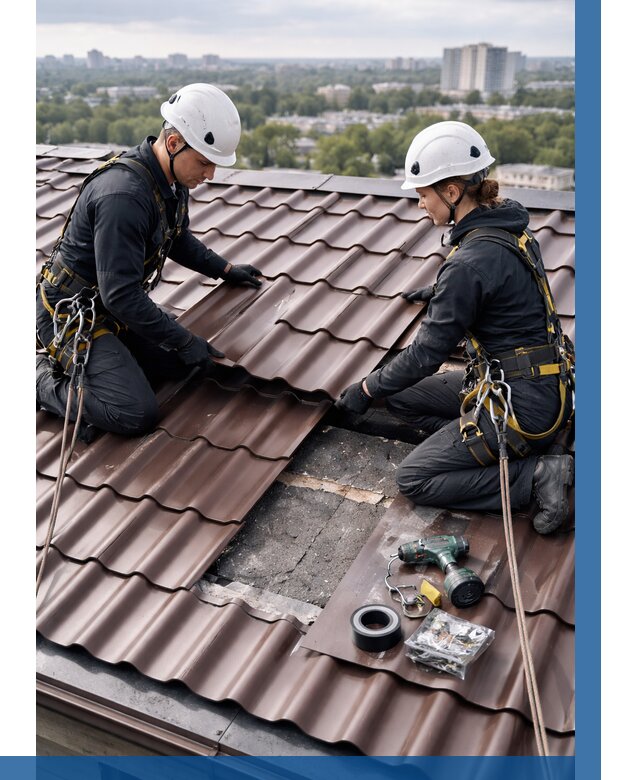 Ремонт металлочерепицы на крыше в Каменске-Шахтинском от 927 р. | ВЫСОТНИК-Ксш