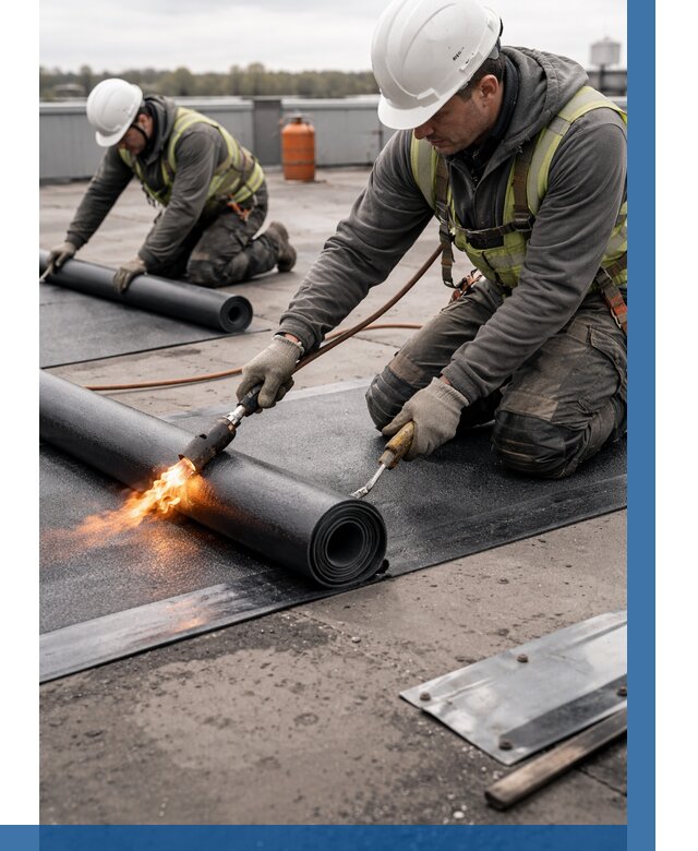 Монтаж наплавляемой кровли в Каменске-Шахтинском от 876 р. — ВЫСОТНИК-Ксш