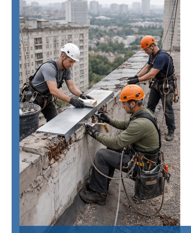 Ремонт парапета на кровле в Каменске-Шахтинском, высотные работы с гарантией