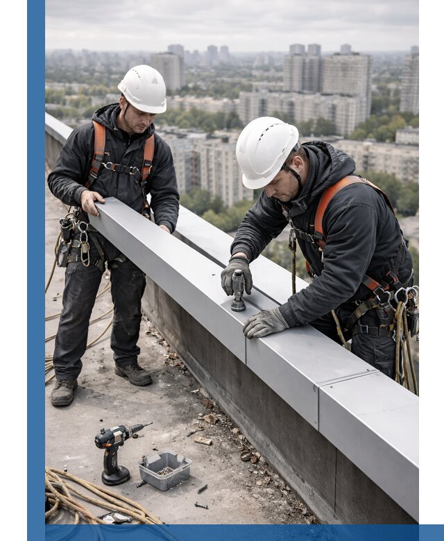 Монтаж парапетных крышек и ограждений кровли в Каменске-Шахтинском