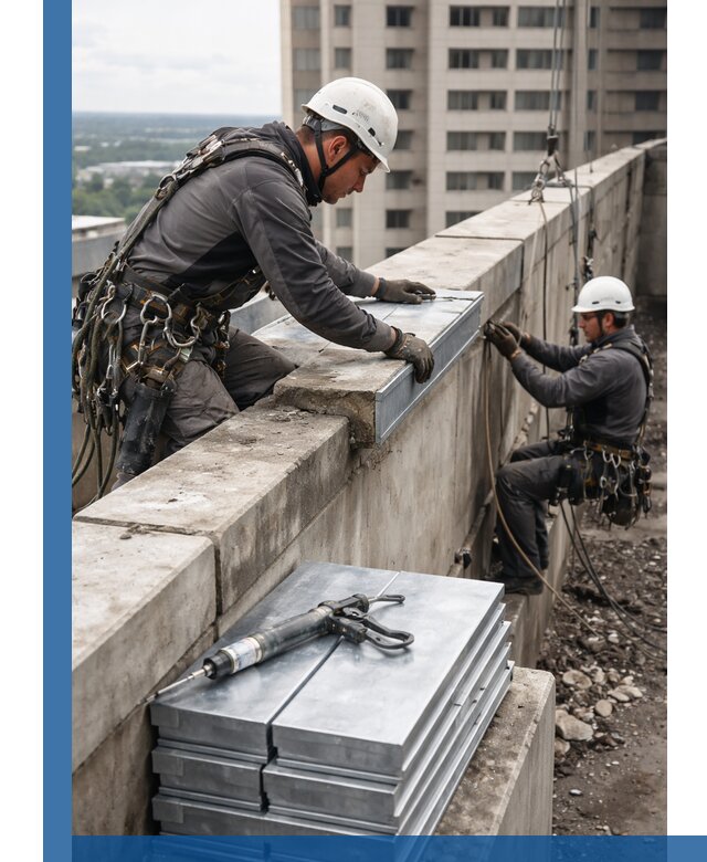 Замена парапетных крышек и установка новых в Каменске-Шахтинском