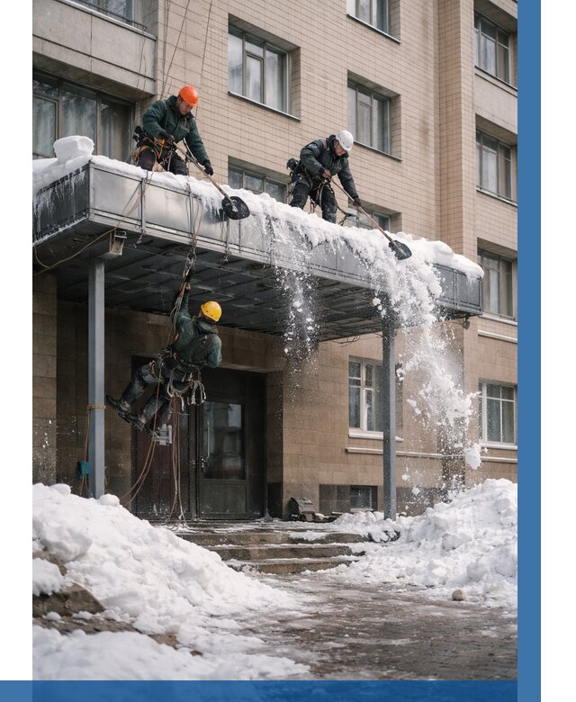 Очистка козырьков от снега в Каменске-Шахтинском от 3605 р. | ВЫСОТНИК-Ксш