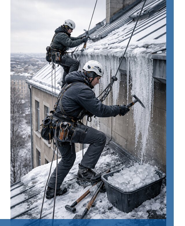 Удаление наледи с кровли в Каменске-Шахтинском от 5666 р. | ВЫСОТНИК-Ксш