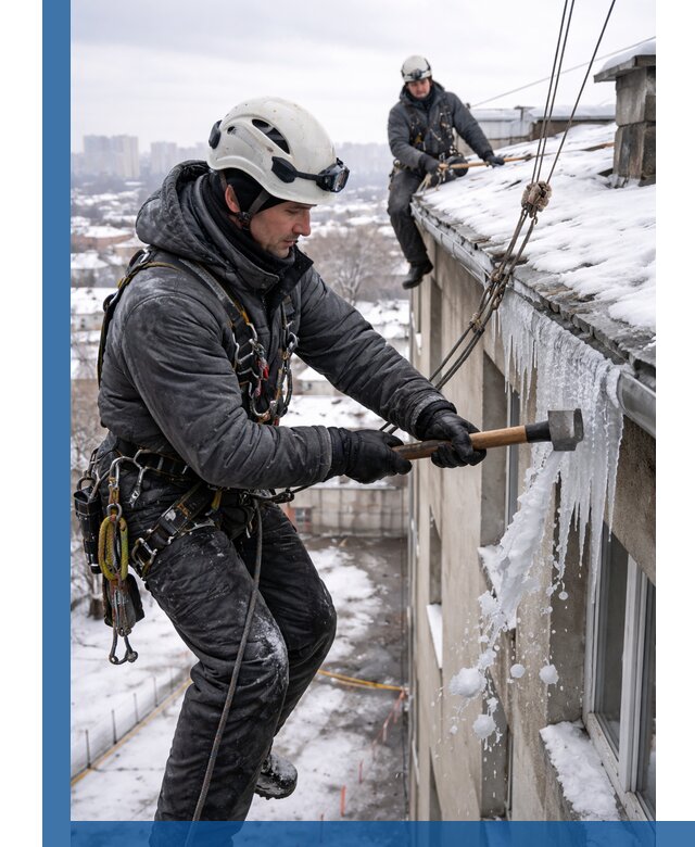 Сбивание и удаление сосулек с крыши в Каменске-Шахтинском безопасно