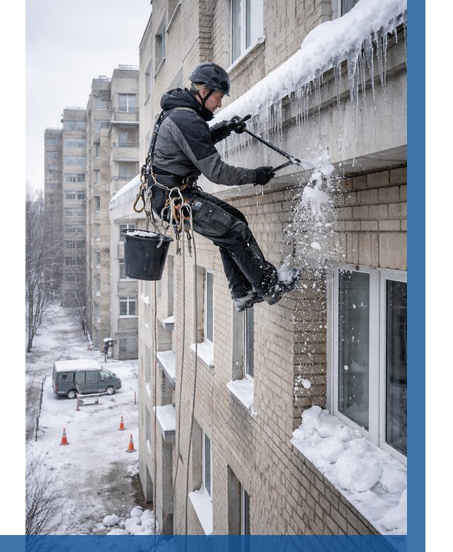 Удаление наледи с карнизов в Каменске-Шахтинском от 361 р. | ВЫСОТНИК-Ксш