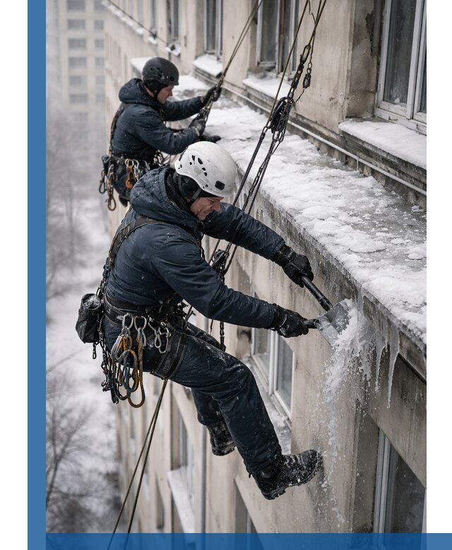 Удаление наледи и сосулек с карнизов в Каменске-Шахтинском профессионально