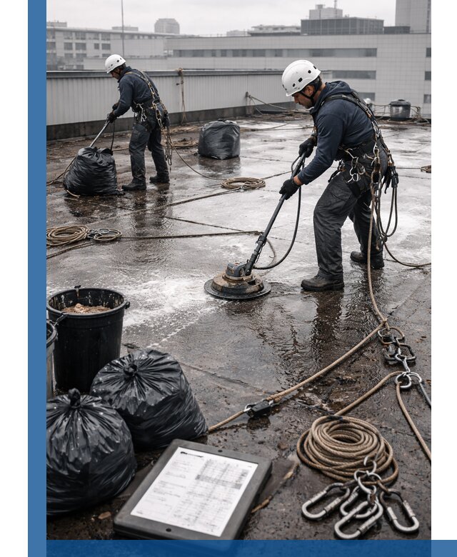 Плановая очистка кровли по графику в Каменске-Шахтинском для безопасности