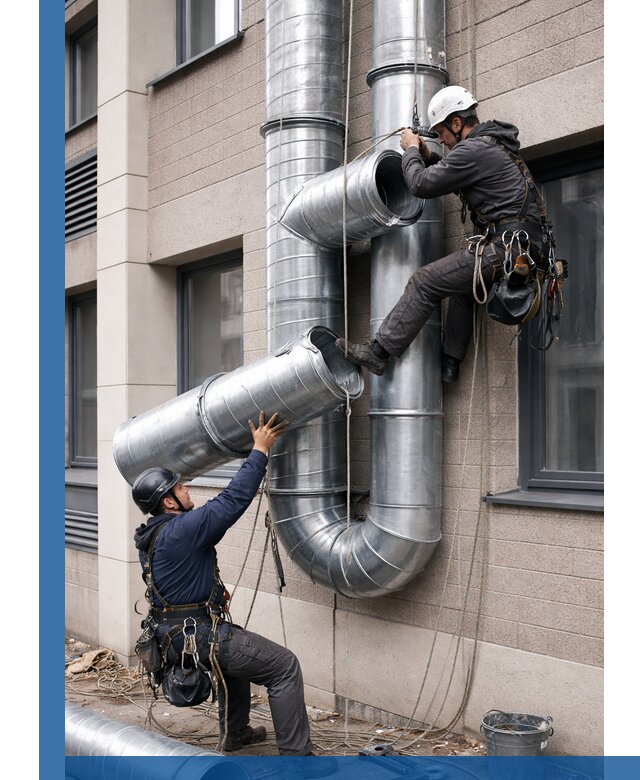 Монтаж фасадных воздуховодов в Каменске-Шахтинском с герметизацией и крепежом