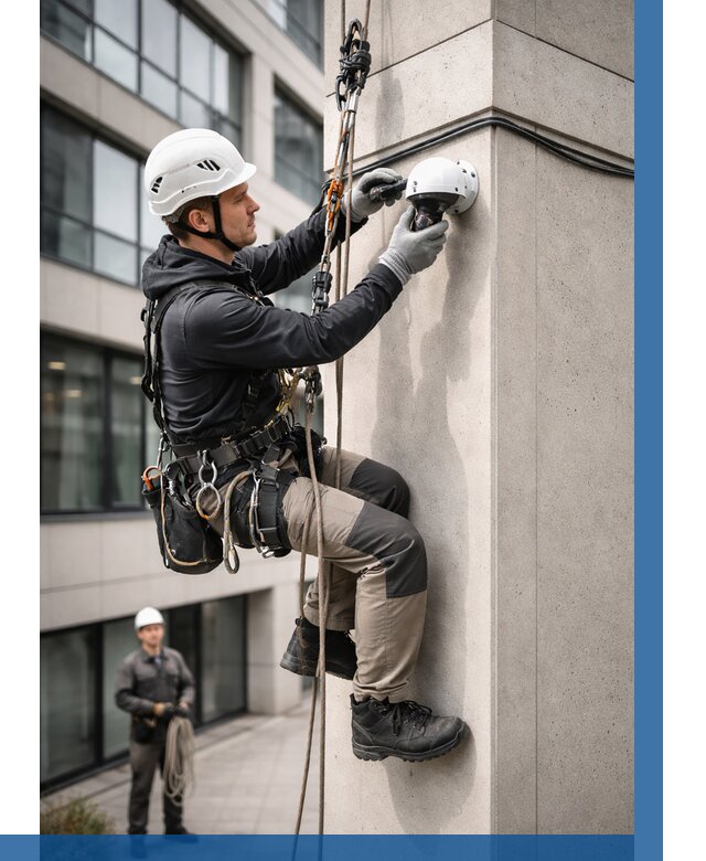 Монтаж камер видеонаблюдения на фасаде в Каменске-Шахтинском от 8756 р.-ВЫСОТНИК-Ксш