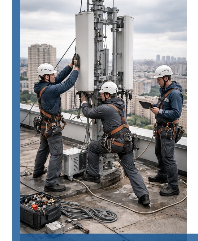 Монтаж антенн связи на крыше в Каменске-Шахтинском с вводом в эксплуатацию