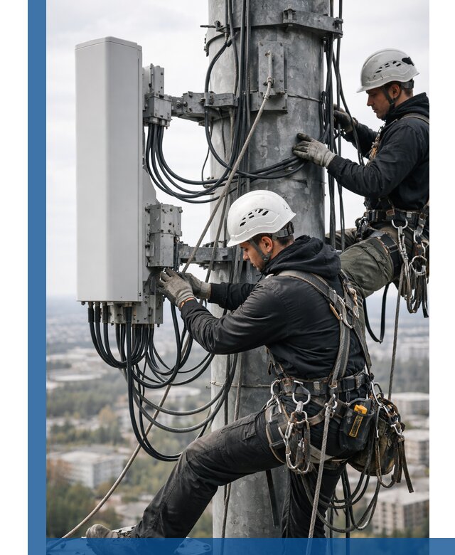 Монтаж оборудования связи на мачте в Каменске-Шахтинском с пусконаладкой