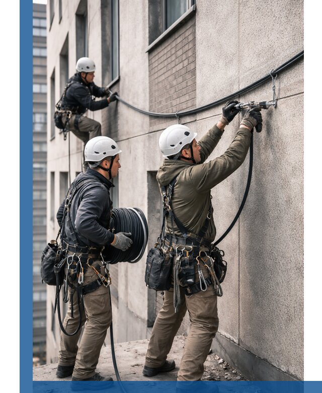 Прокладка кабеля по фасаду в Каменске-Шахтинском, профессиональный монтаж