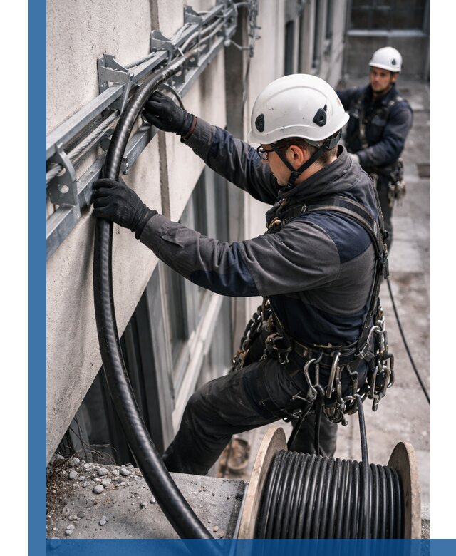 Протяжка кабеля питания на высоте в Каменске-Шахтинском с гарантией безопасности и качества