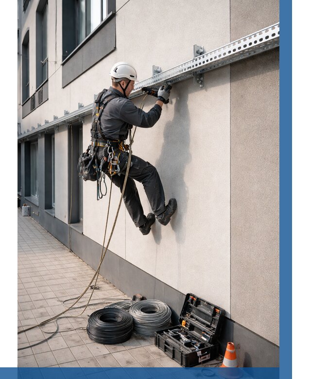 Монтаж кабельных лотков на фасаде в Каменске-Шахтинском от 1236 р. | ВЫСОТНИК-Ксш