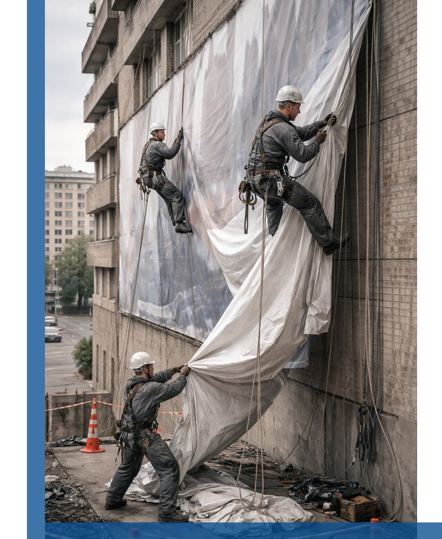 Демонтаж баннеров с фасада в Каменске-Шахтинском оперативно и безопасно
