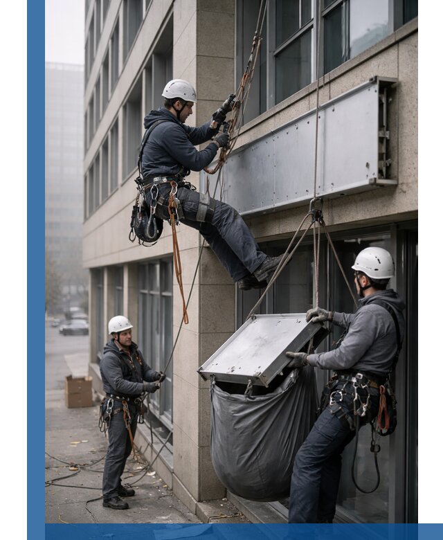 Демонтаж рекламной вывески с высотными работами в Каменске-Шахтинском