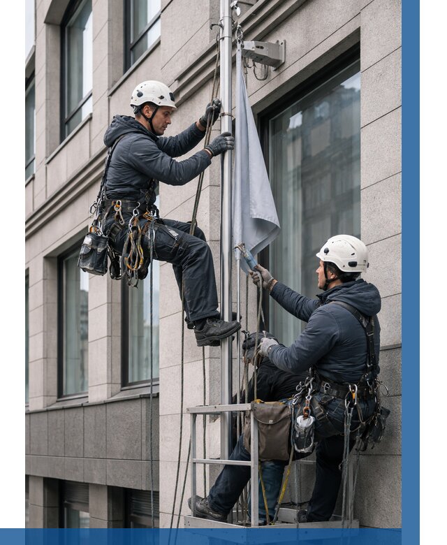 Установка флагов на фасаде в Каменске-Шахтинском от 4635 р. | ВЫСОТНИК-Ксш