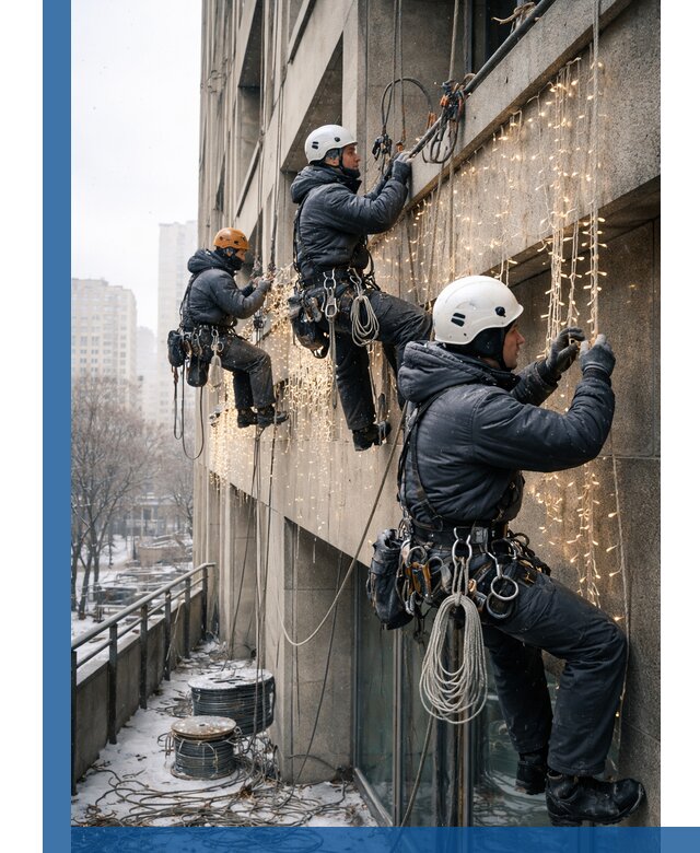 Монтаж новогодней иллюминации и украшение фасадов в Каменске-Шахтинском