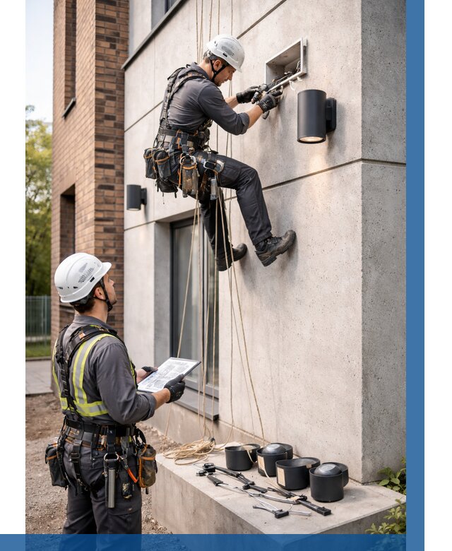 Монтаж фасадного освещения в Каменске-Шахтинском от 2575 р. | ВЫСОТНИК-Ксш