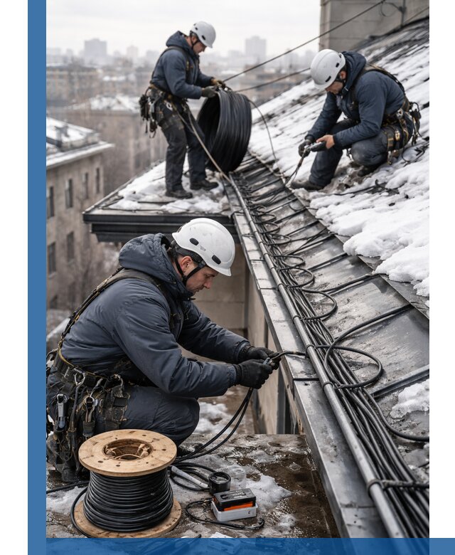 Монтаж греющего кабеля на кровле в Каменске-Шахтинском под ключ