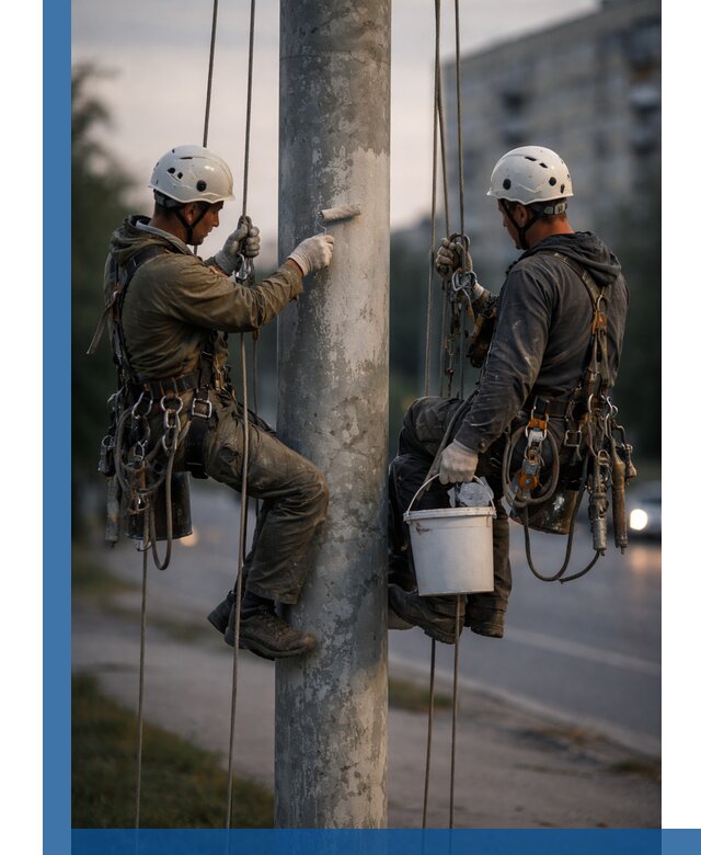 Покраска опор освещения и антикоррозийная защита в Каменске-Шахтинском