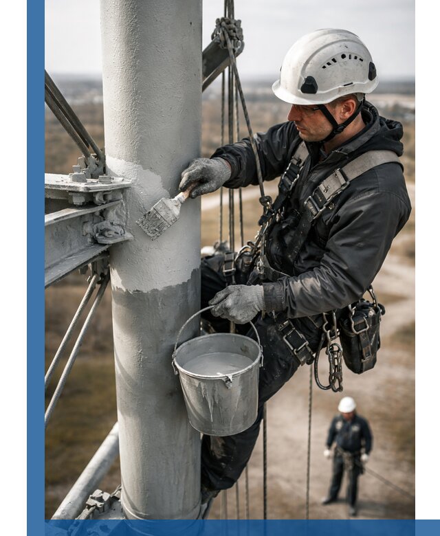 Покраска мачт связи в Каменске-Шахтинском промышленными альпинистами