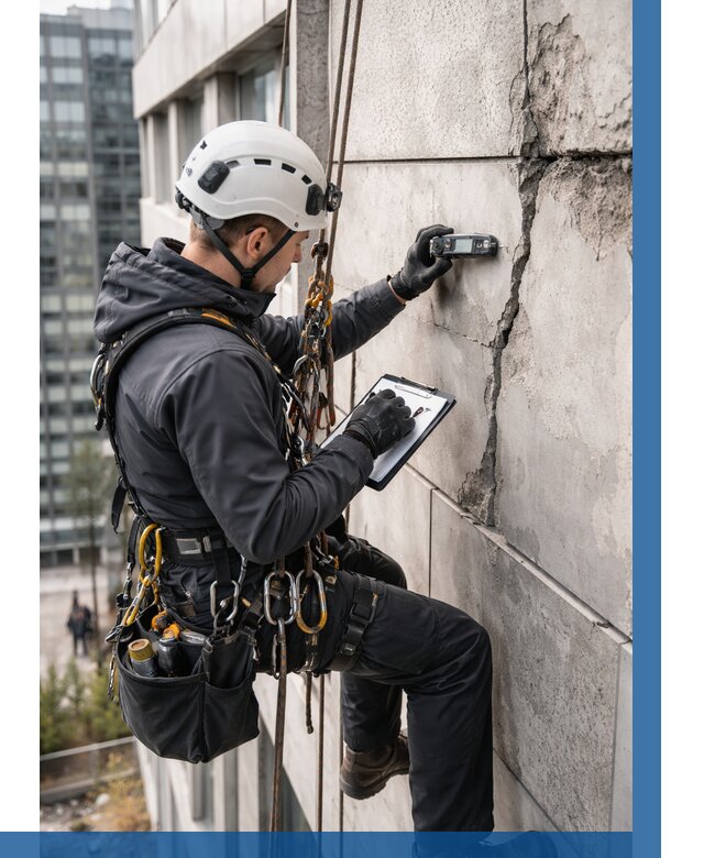 Обследование фасада альпинистами в Каменске-Шахтинском от 124 р. | ВЫСОТНИК-Ксш