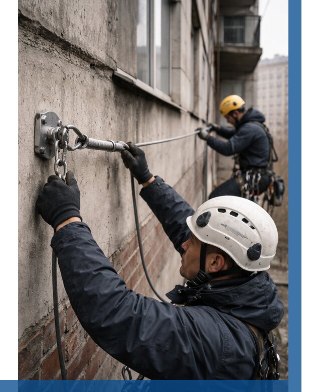 Монтаж анкерных линий в Каменске-Шахтинском от 3090 р. | ВЫСОТНИК-Ксш